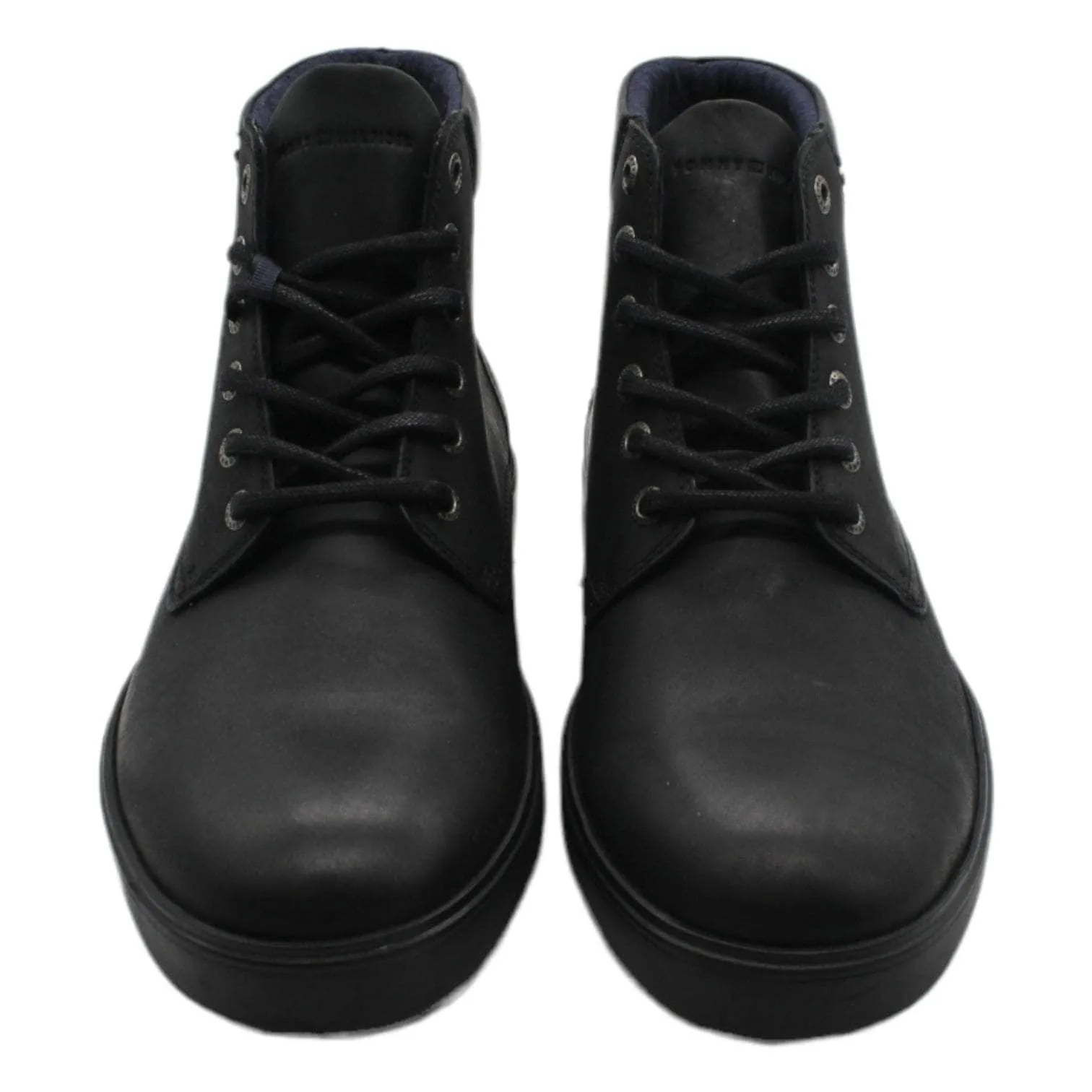 Tommy Hilfiger Black Leather Lace-up Ankle Boots