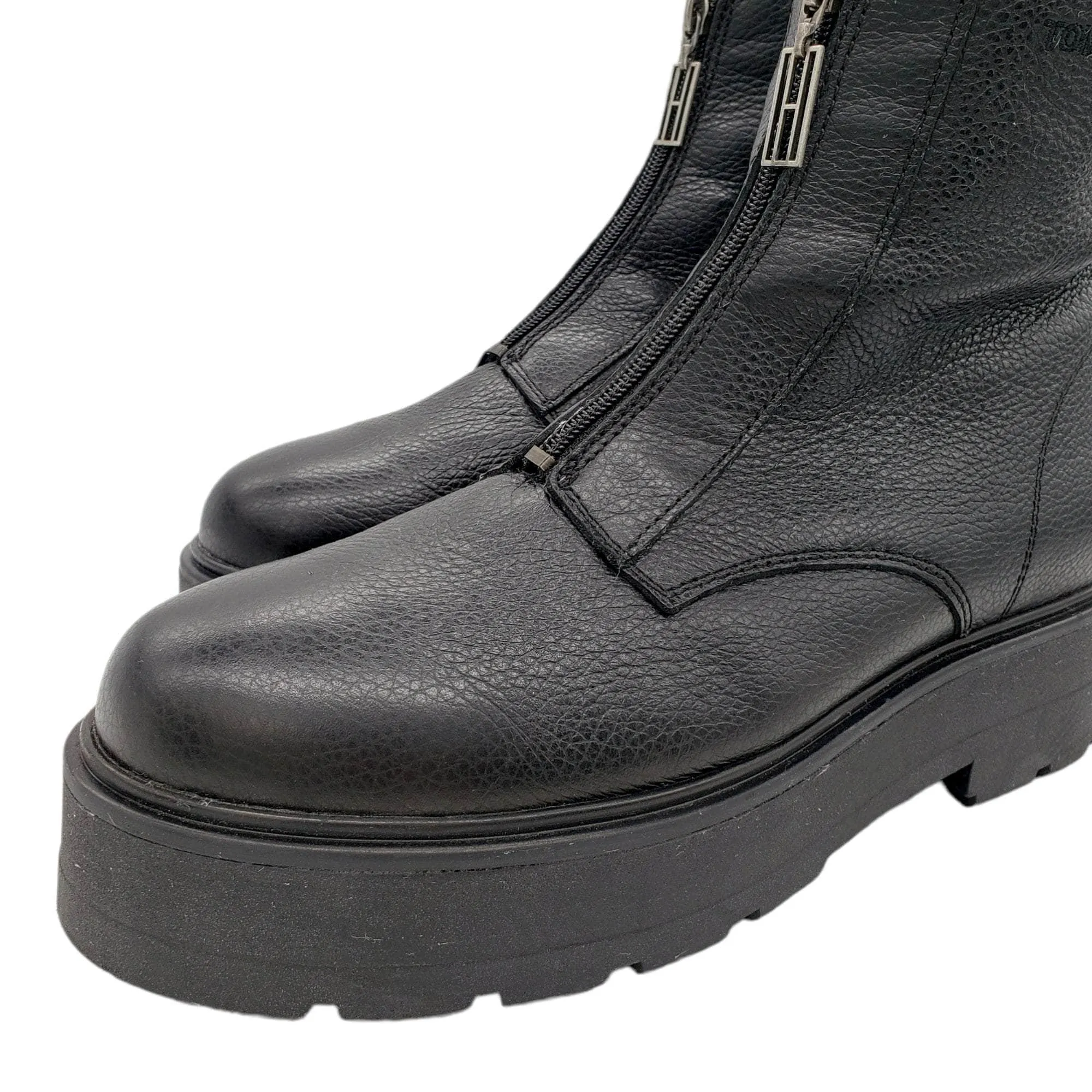 Tommy Hilfiger Black Leather Warmlined Chunky Boots