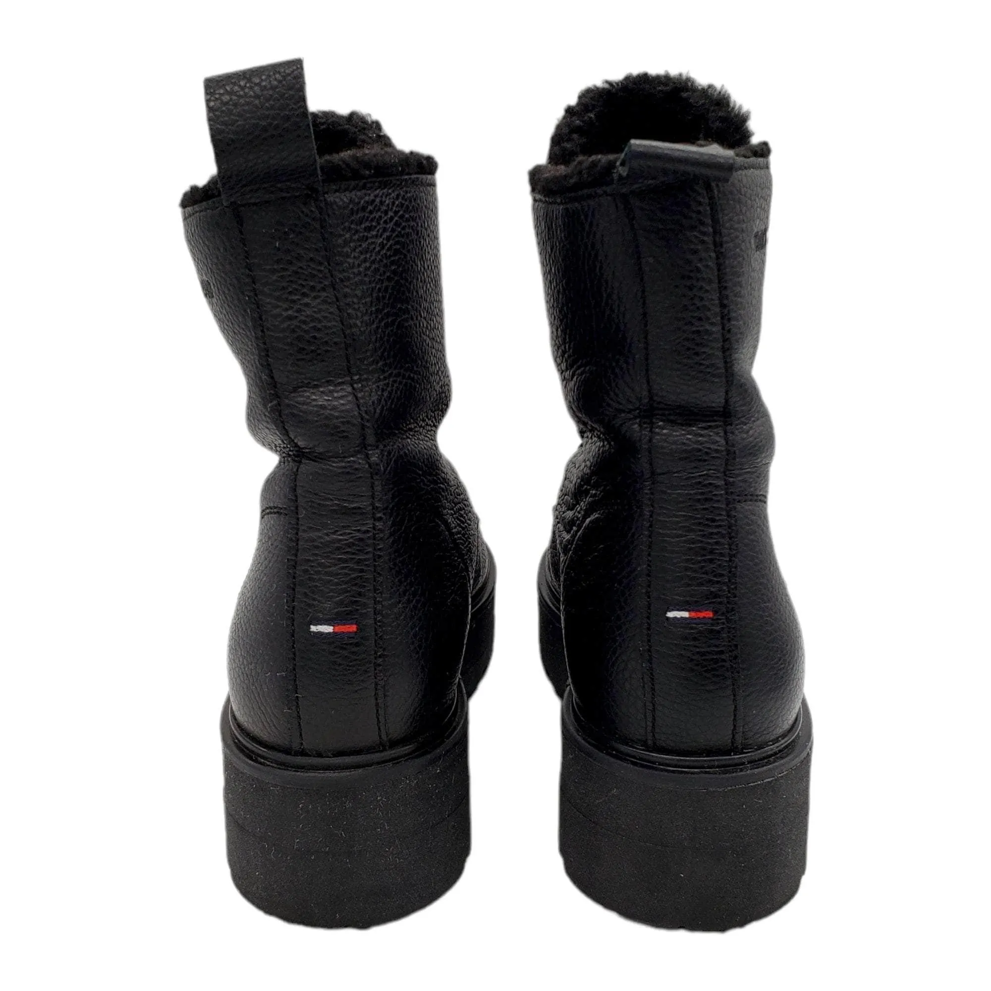 Tommy Hilfiger Black Leather Warmlined Chunky Boots