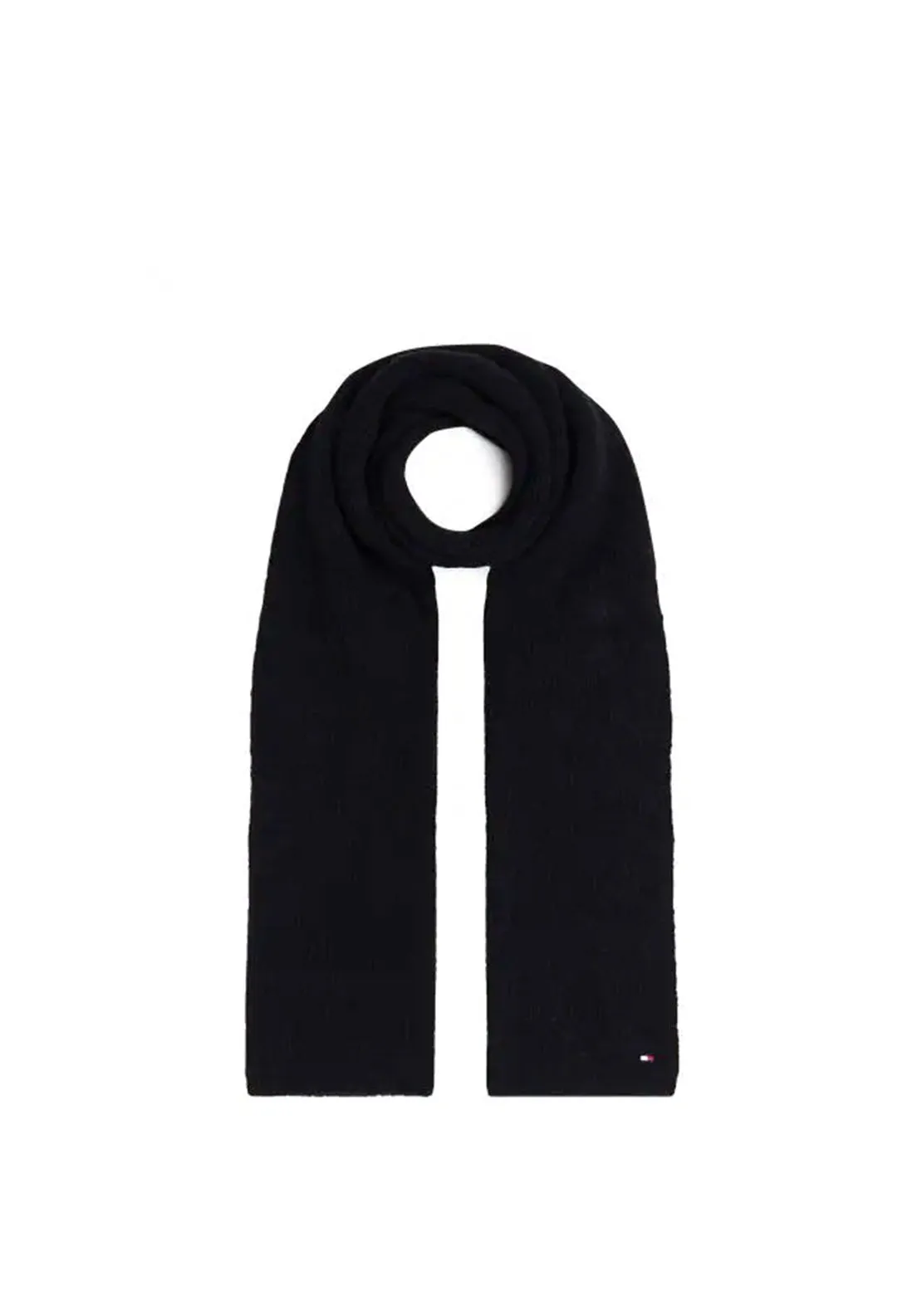 Tommy Hilfiger Essential Flag Fuzzy Scarf, Black