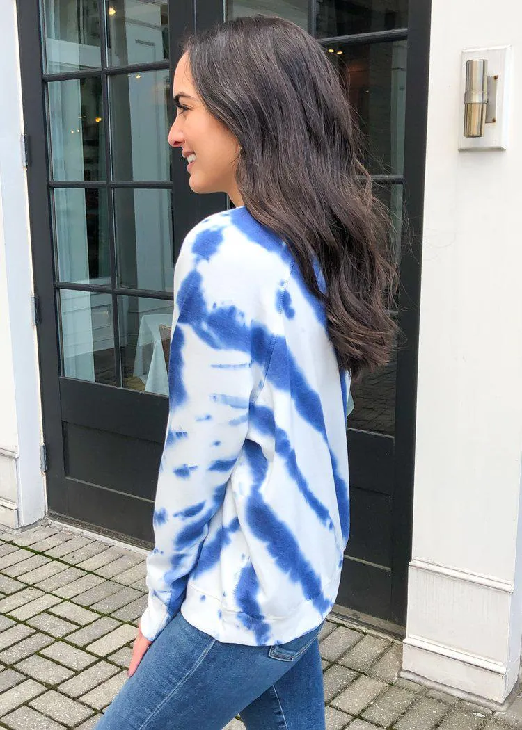 Topanga Tie Dye LS Pullover - Blue Tie Dye