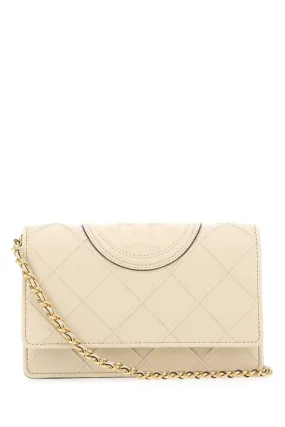 Tory Burch Ivory Leather Fleming Clutch