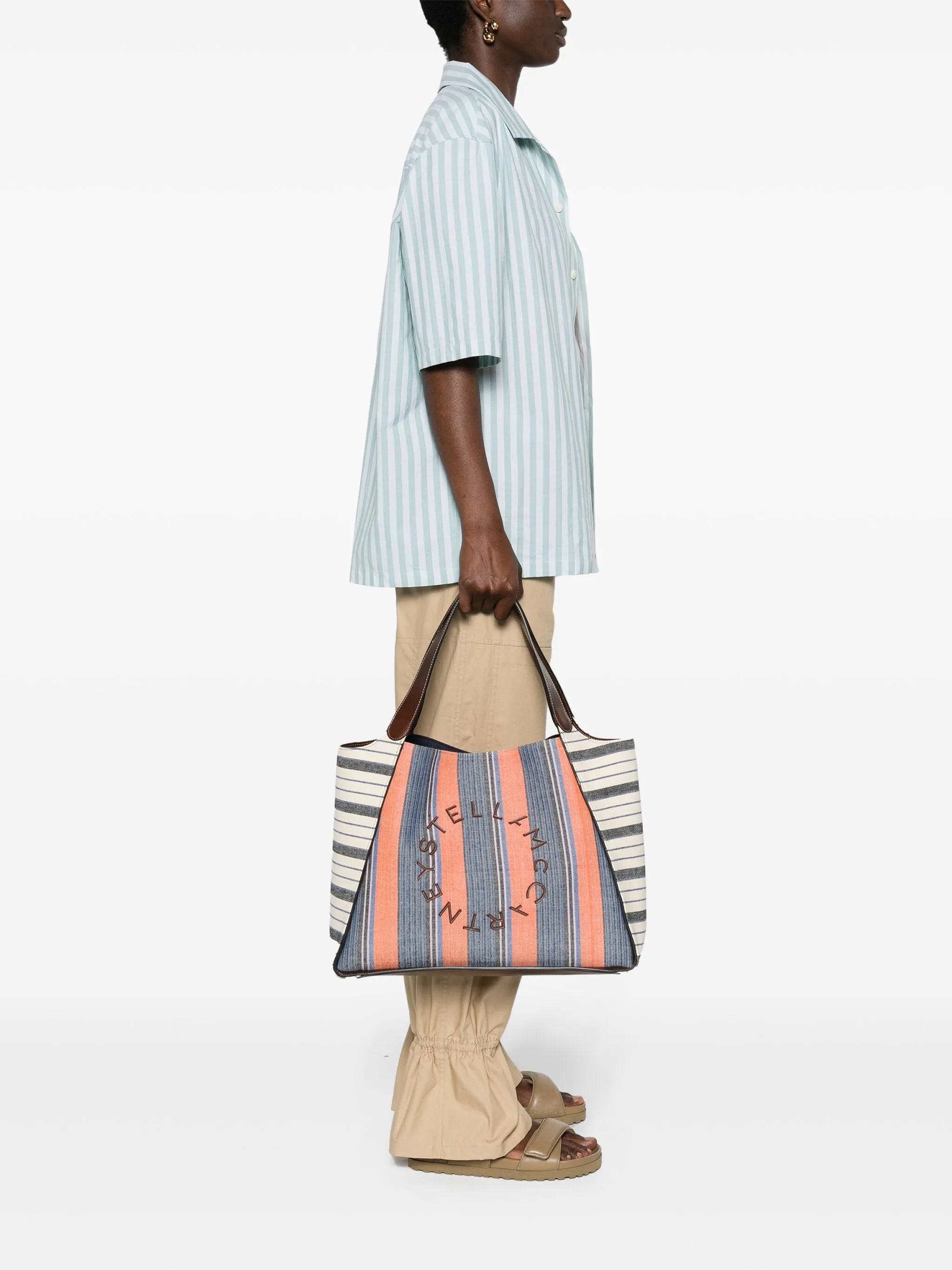 Tote Logo Eco Striped Cotton, blue-orange