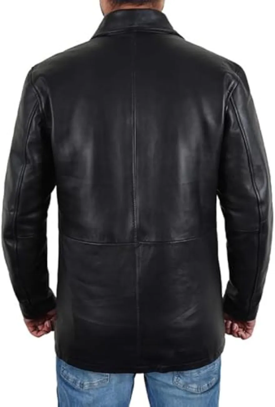 Trench Coat Mens Black Leather