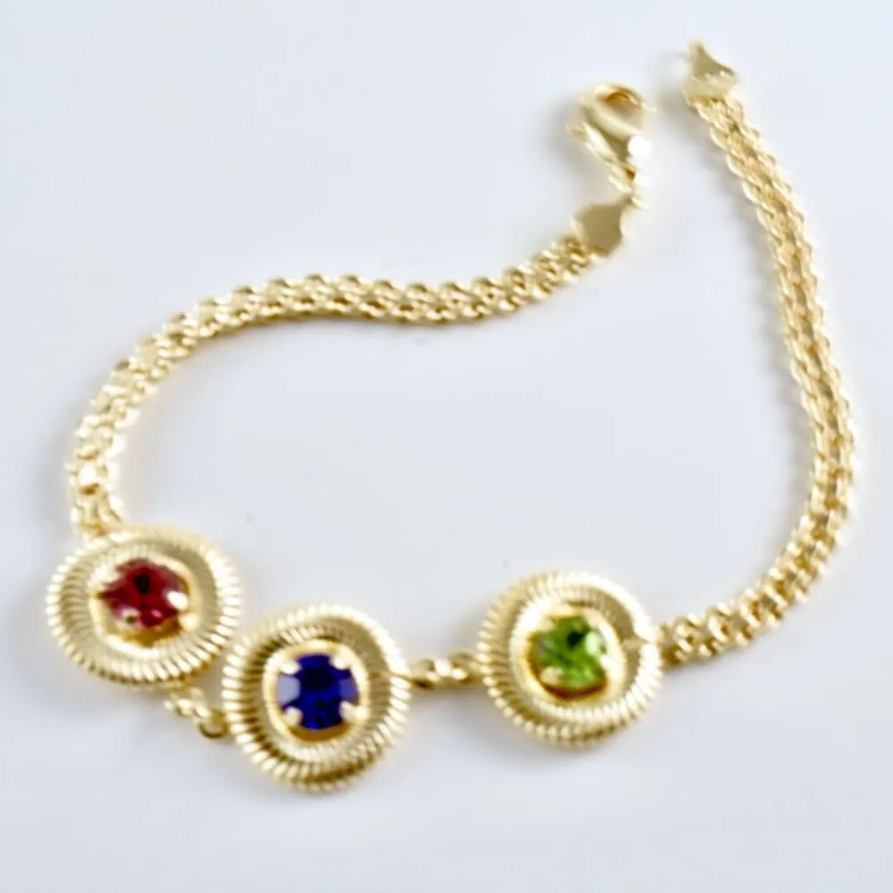 Tri-color red blue and green cz bracelet