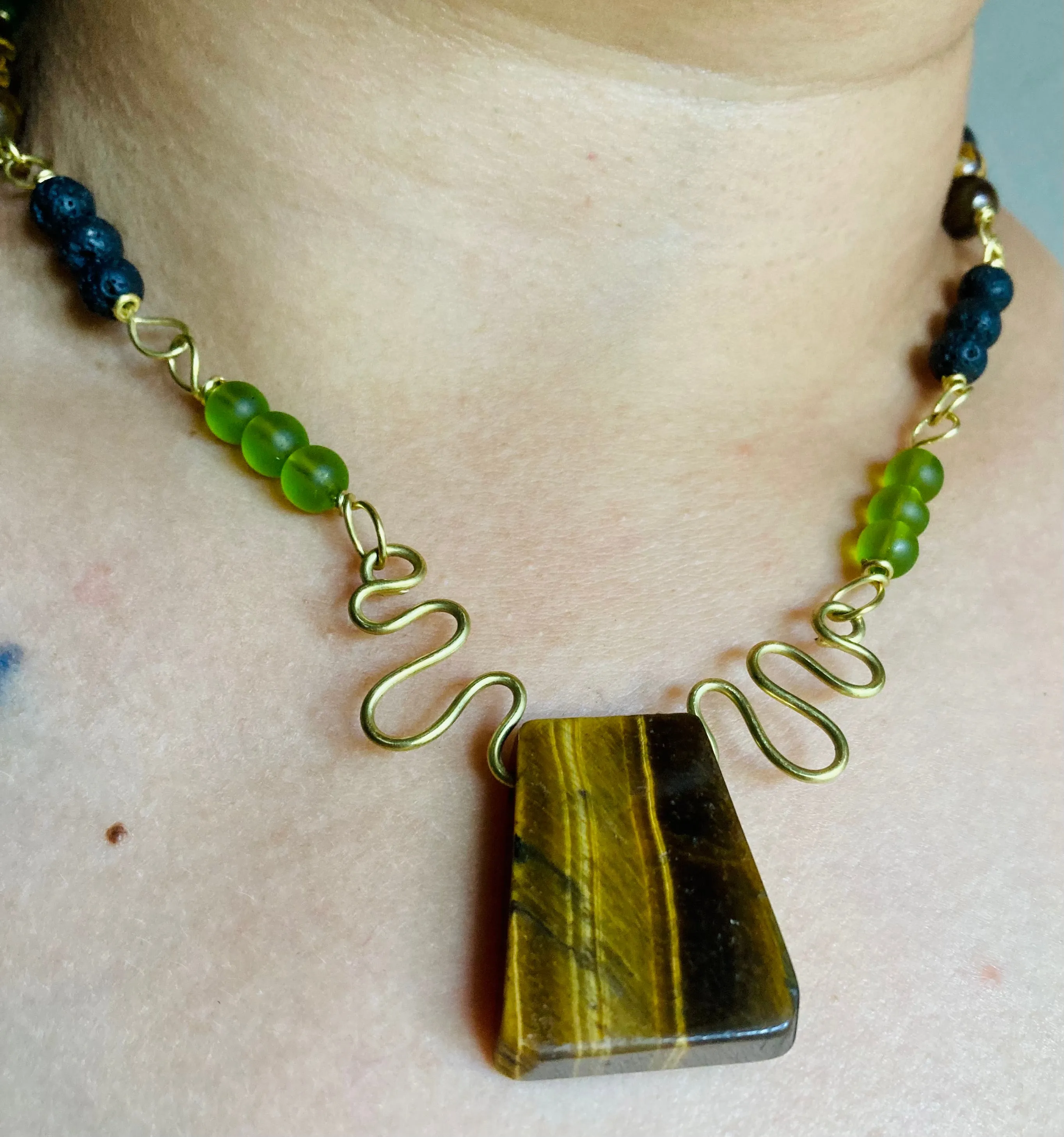 Tribal Green Tiger Necklace