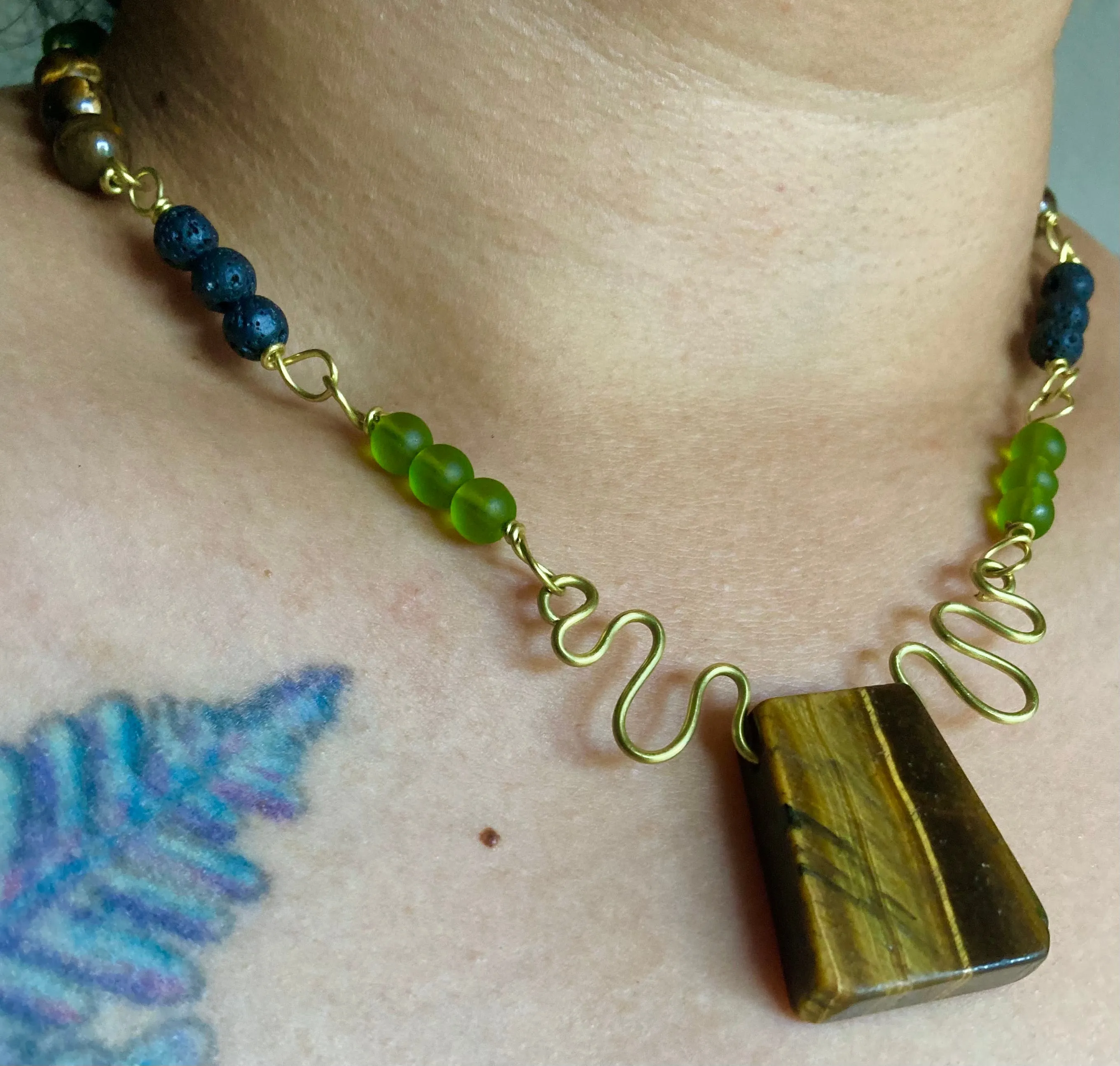 Tribal Green Tiger Necklace