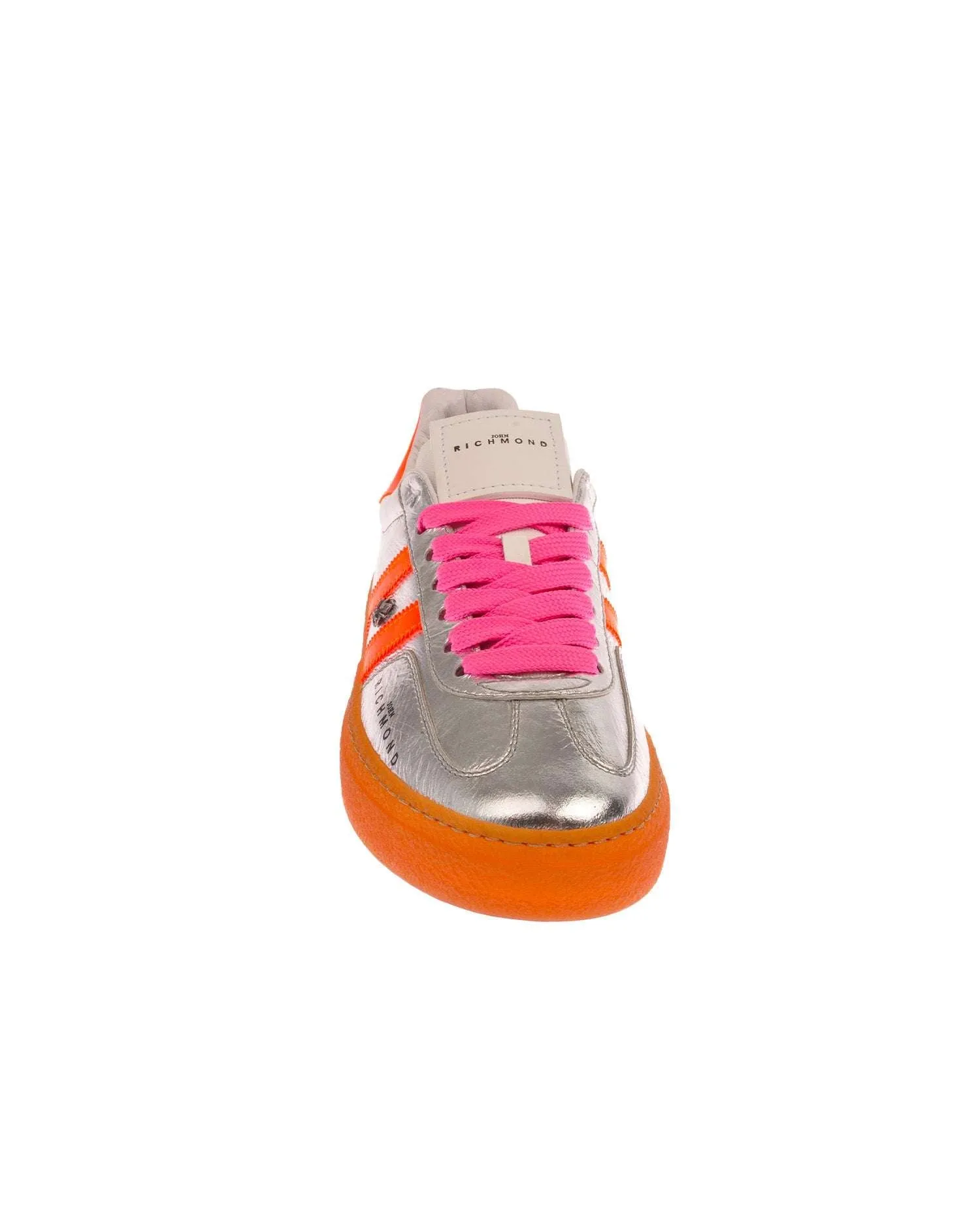 Tricolor sneakers with logo and side bands