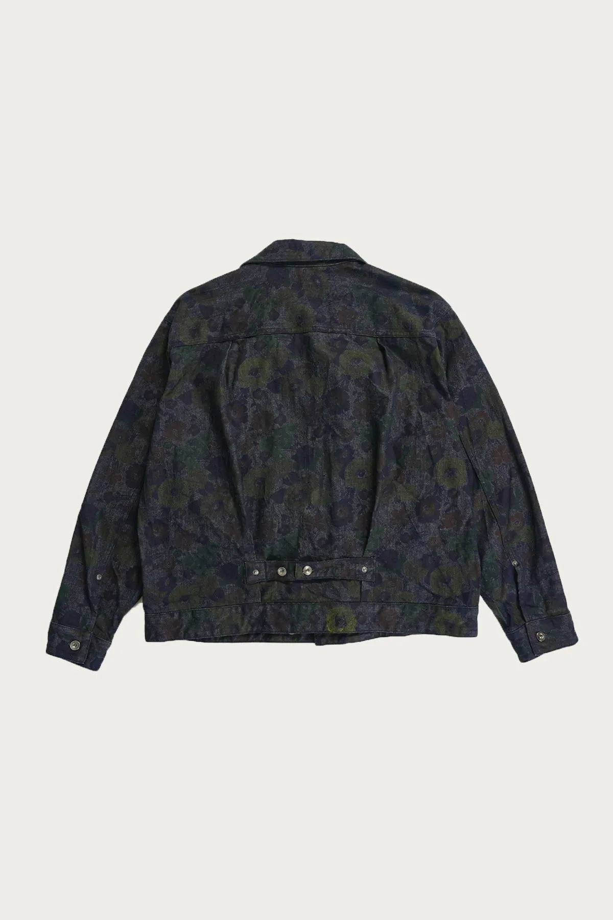 Trucker Jacket - Indigo Floral Print Denim