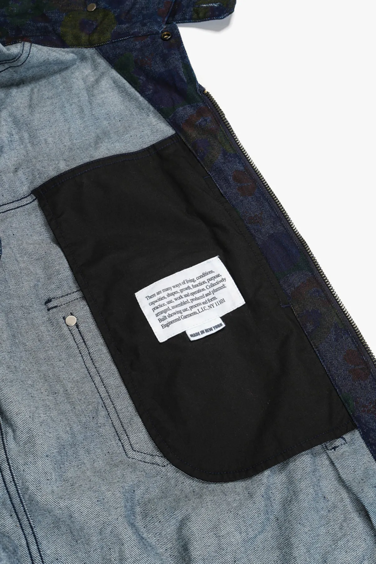 Trucker Jacket - Indigo Floral Print Denim
