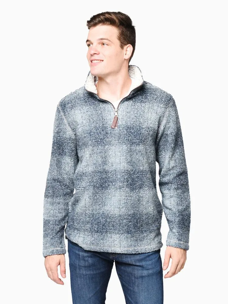     TRUE GRIT  Melange Shadow Plaid ¼ Zip Pullover    