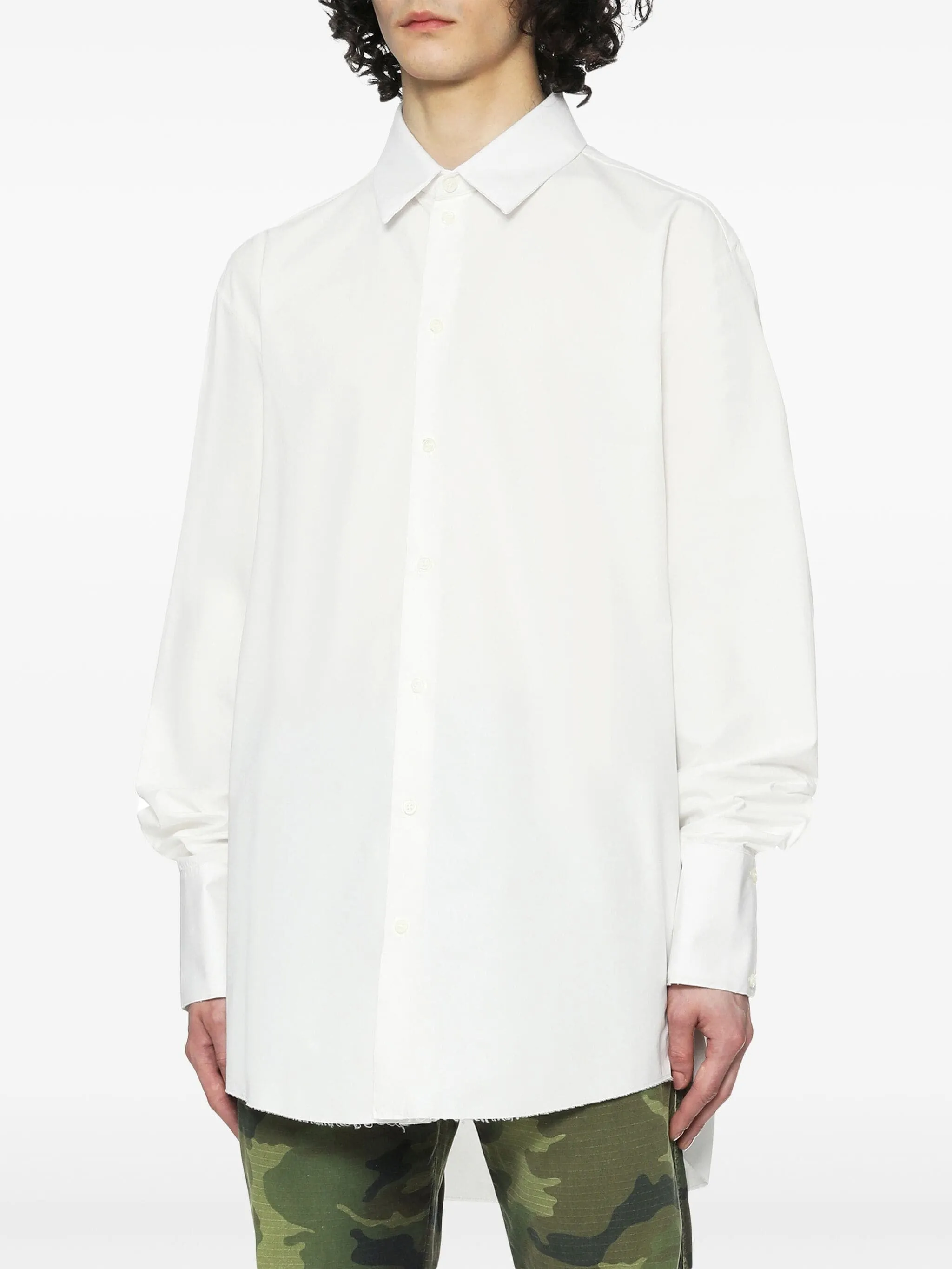 TUNIC BUTTON-UP COTTON-BLEND SHIRT