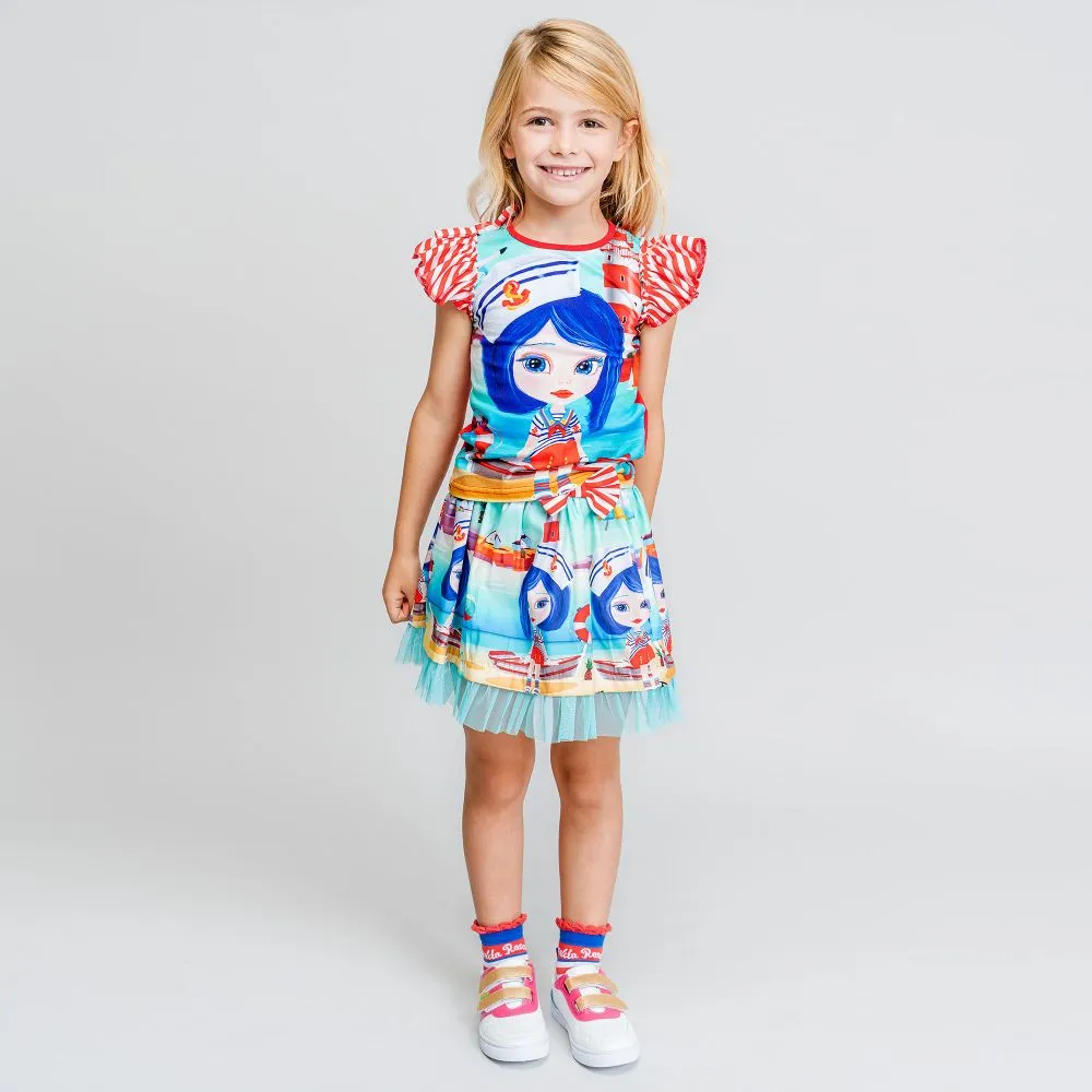 Turquoise Blue Cotton Skirt