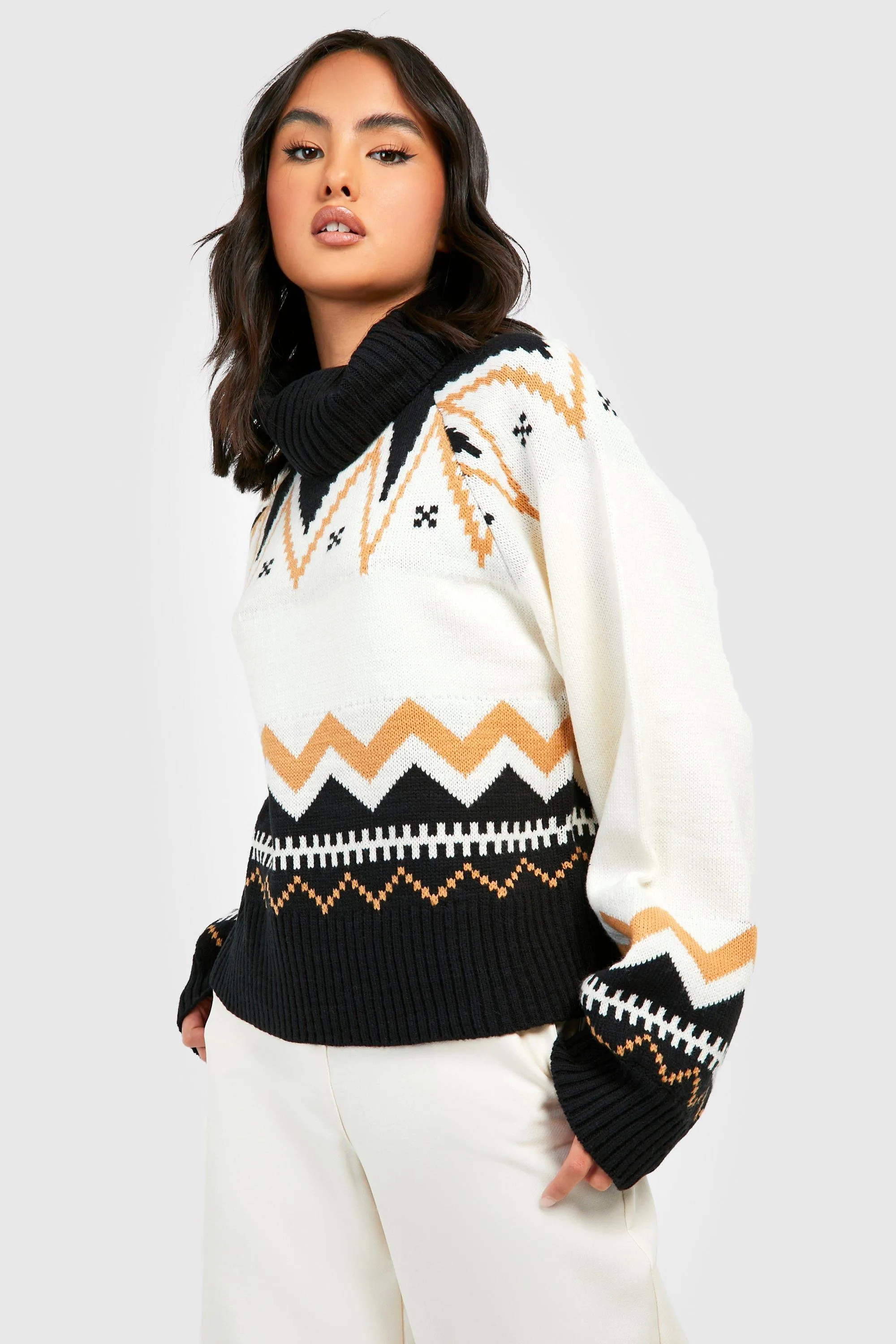 Turtleneck Geo Fairisle Knitted Sweater