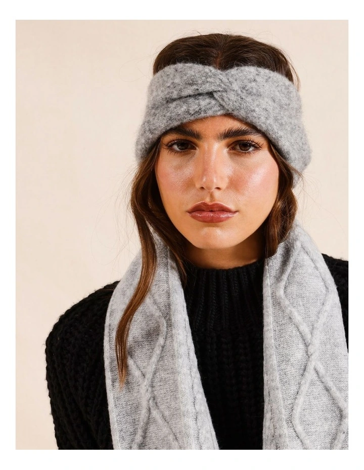 Twist Knit Headband in Grey