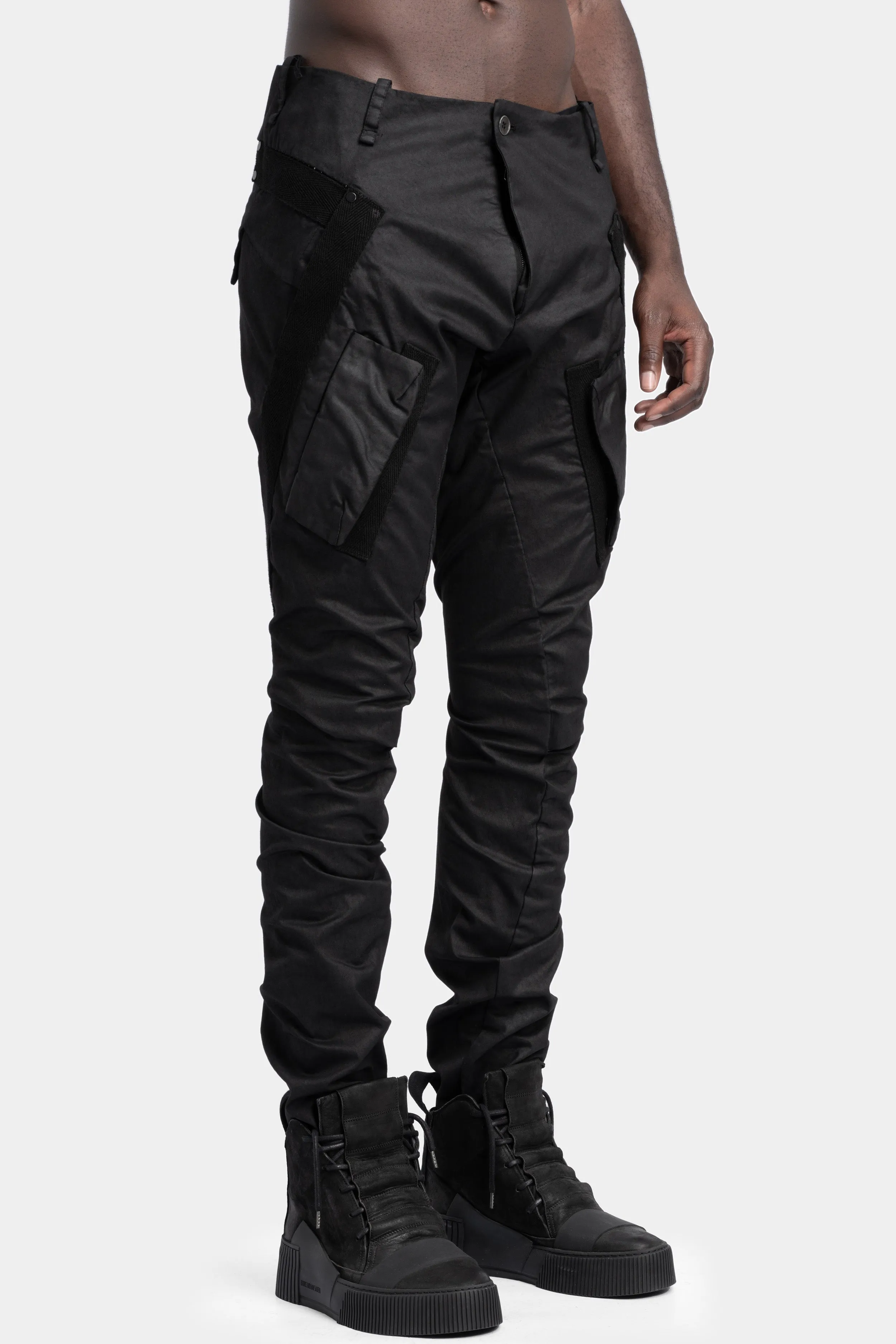 Twisted legs scar-stitch cargo pants