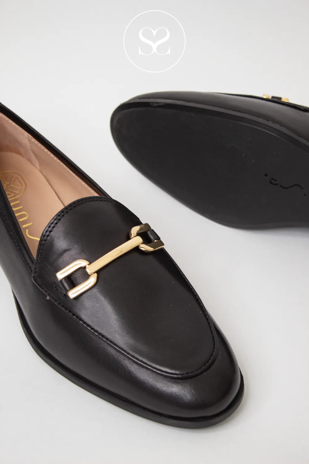 UNISA DAIMIEL BLACK LEATHER PENNY LOAFERS