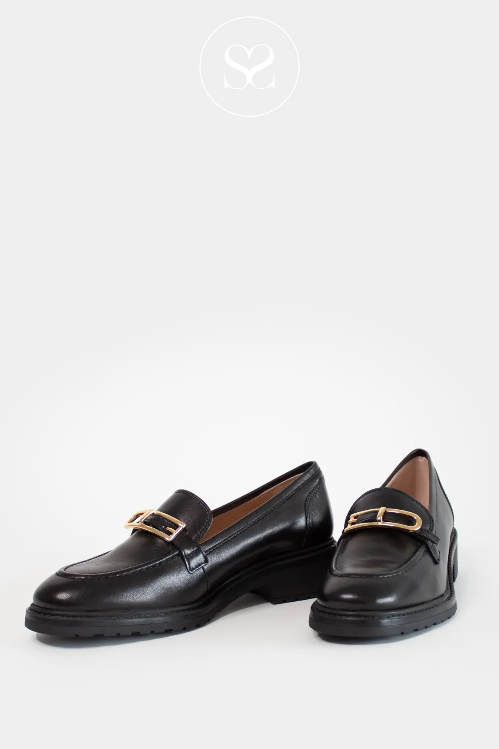 UNISA ESTIVA BLACK LEATHER CHUNKY LOAFERS