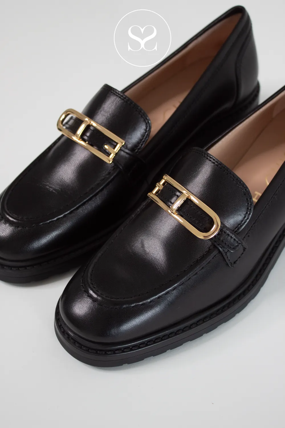 UNISA ESTIVA BLACK LEATHER CHUNKY LOAFERS