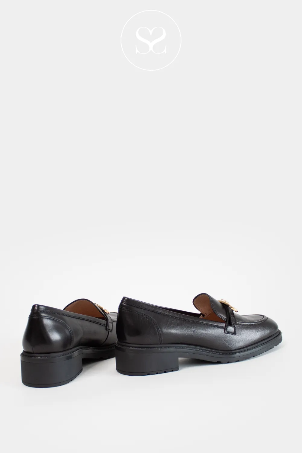 UNISA ESTIVA BLACK LEATHER CHUNKY LOAFERS