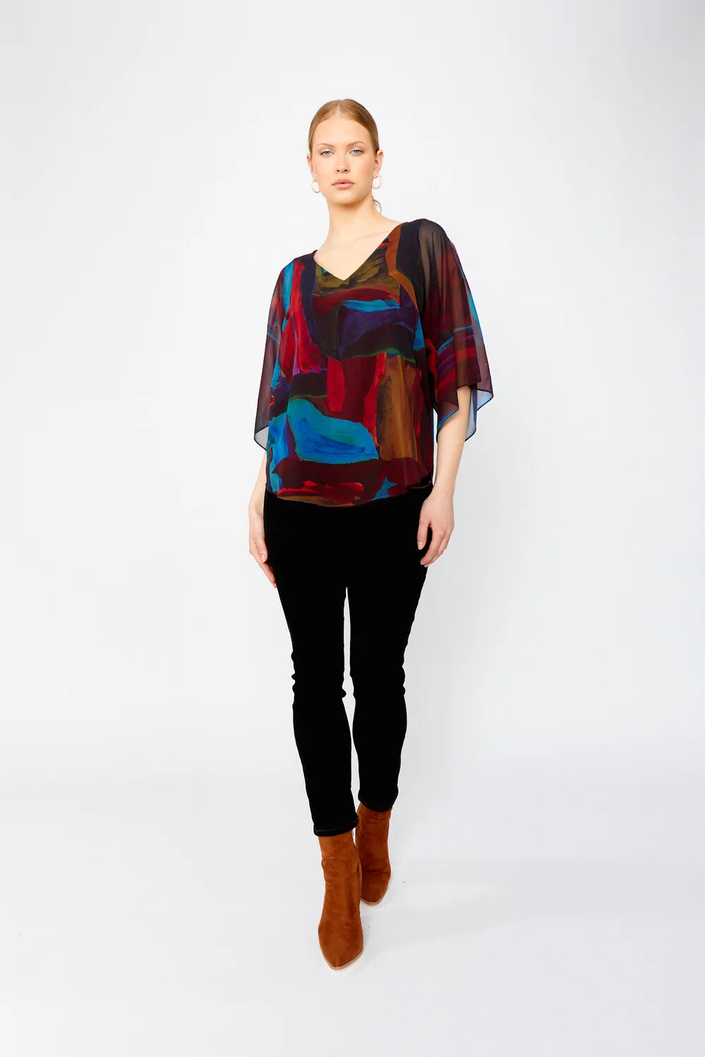 V-neck Sheer Pullover Style 243171