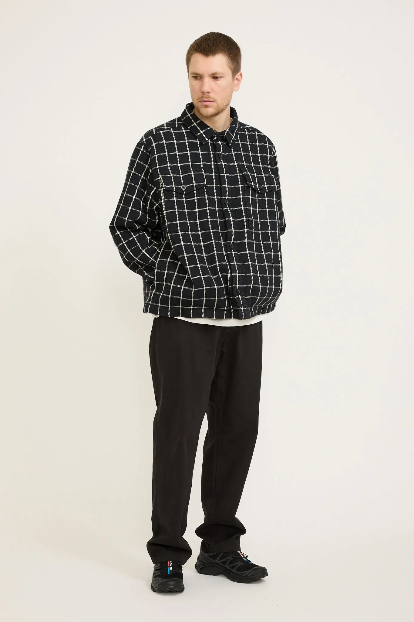 Valley Twill Utility Shacket Black Grid
