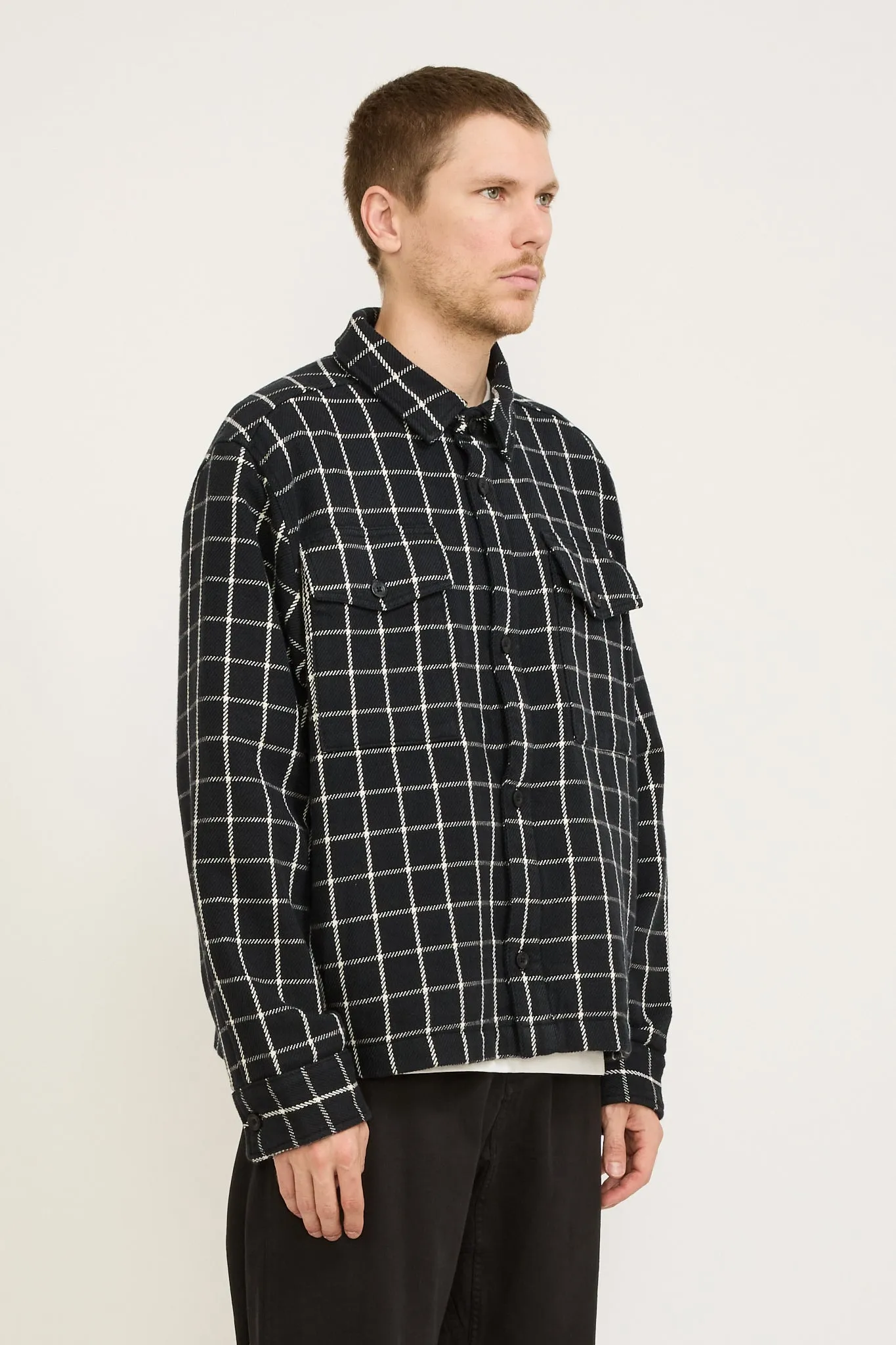 Valley Twill Utility Shacket Black Grid