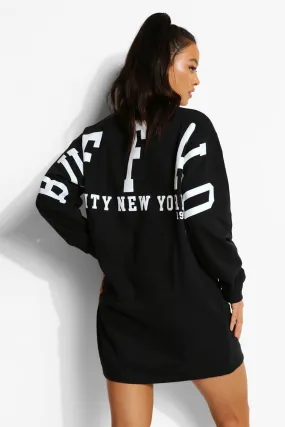 Varsity Back Print Sweater Dress