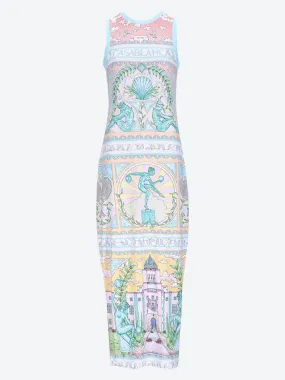Vase printed midi tank dress