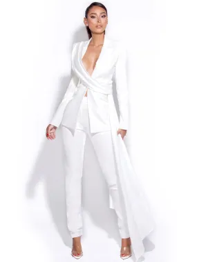 Vayla White Skinny Fit Crepe Trousers
