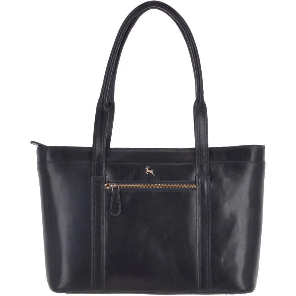 Vegetable Tanned Leather Bag Navy : V-23