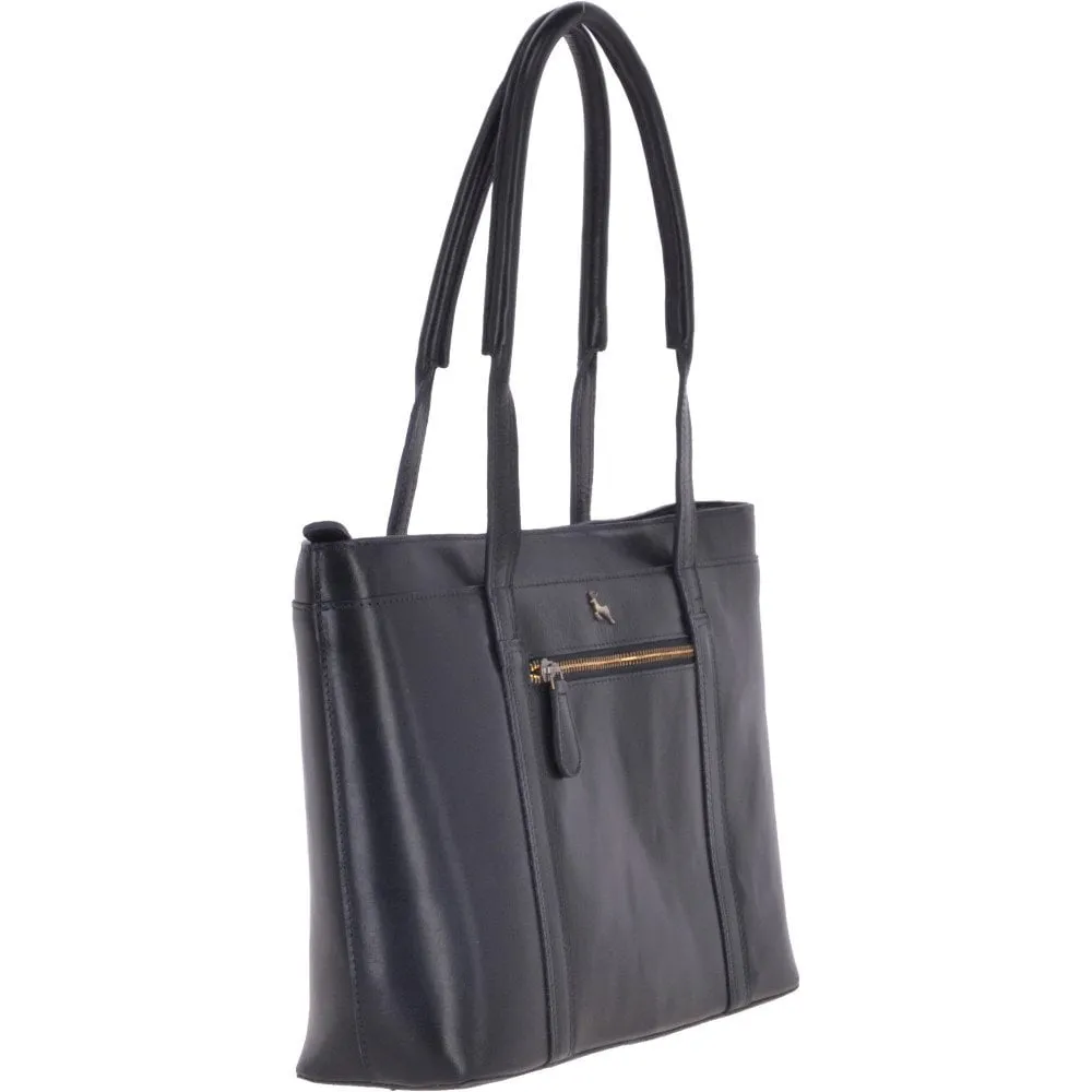 Vegetable Tanned Leather Bag Navy : V-23