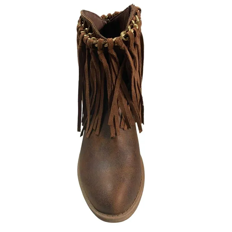 Very G Women's Juno Fringe Ankle Boot - Tan VGLB0316