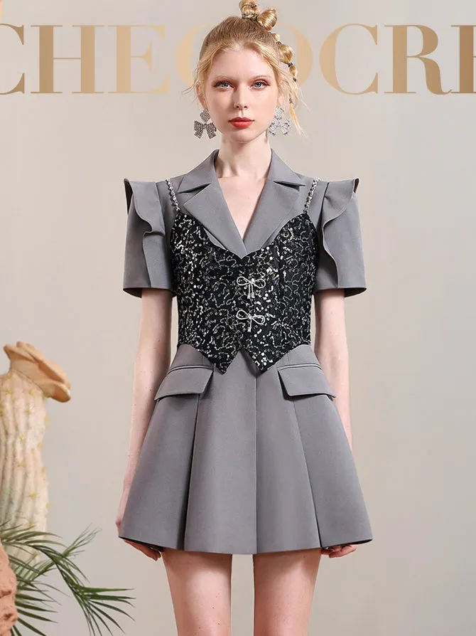 Vest＆One-piece Glossy Ribbon Mini Set-up
