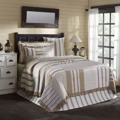 VHC Brands Vintage Stripe Reversible Quilt