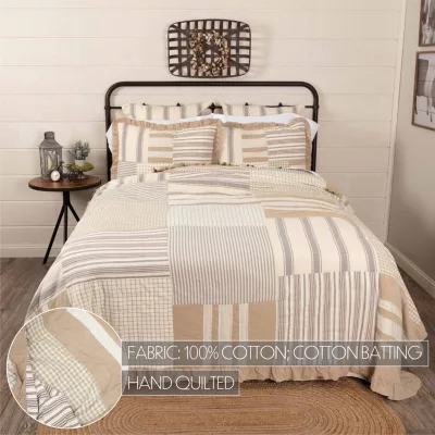 VHC Brands Vintage Stripe Reversible Quilt
