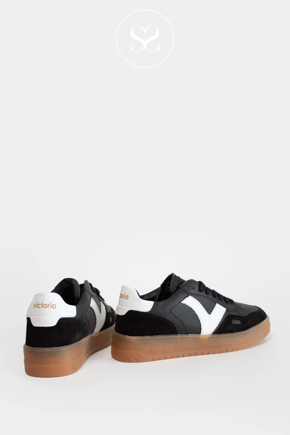 VICTORIA 1257126 BLACK LEATHER FLATFORM TRAINERS
