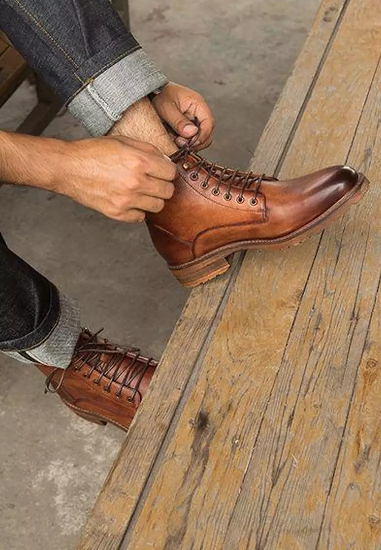Vintage Leather Brogue Boot 018-1A