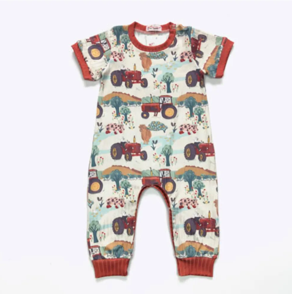 Vintage Tractor Boy Romper