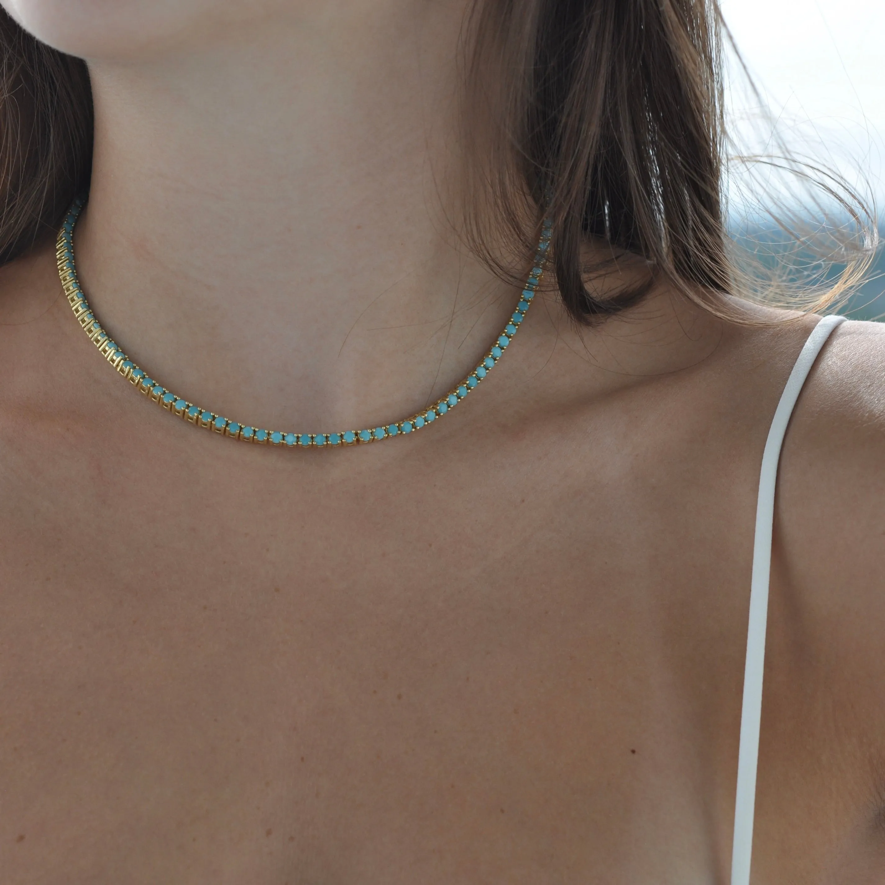 VIXY TURQUIOSE TENNIS NECKLACE