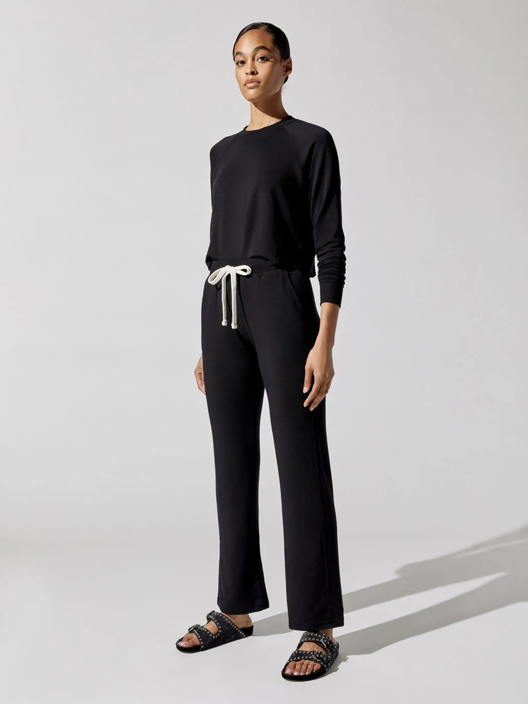 Warm Up Crop Fleece Sweatshirt - Black