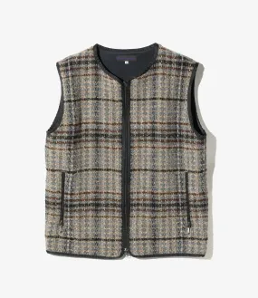 Warm Up Piping Vest – Sax/Brown/Grey Tweed