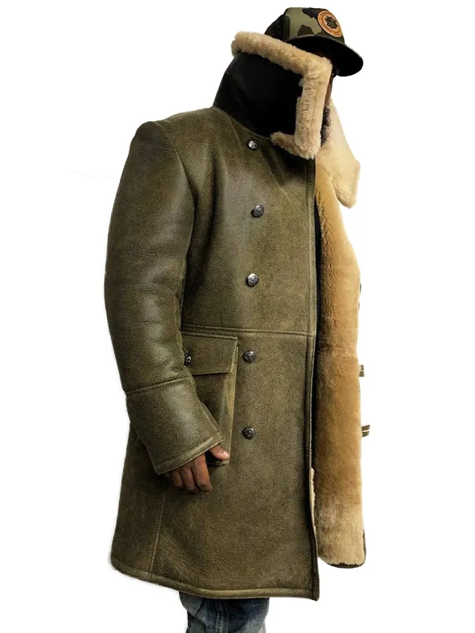 Warm Winter Button-Up Sheepskin Trench Coat Style #6110