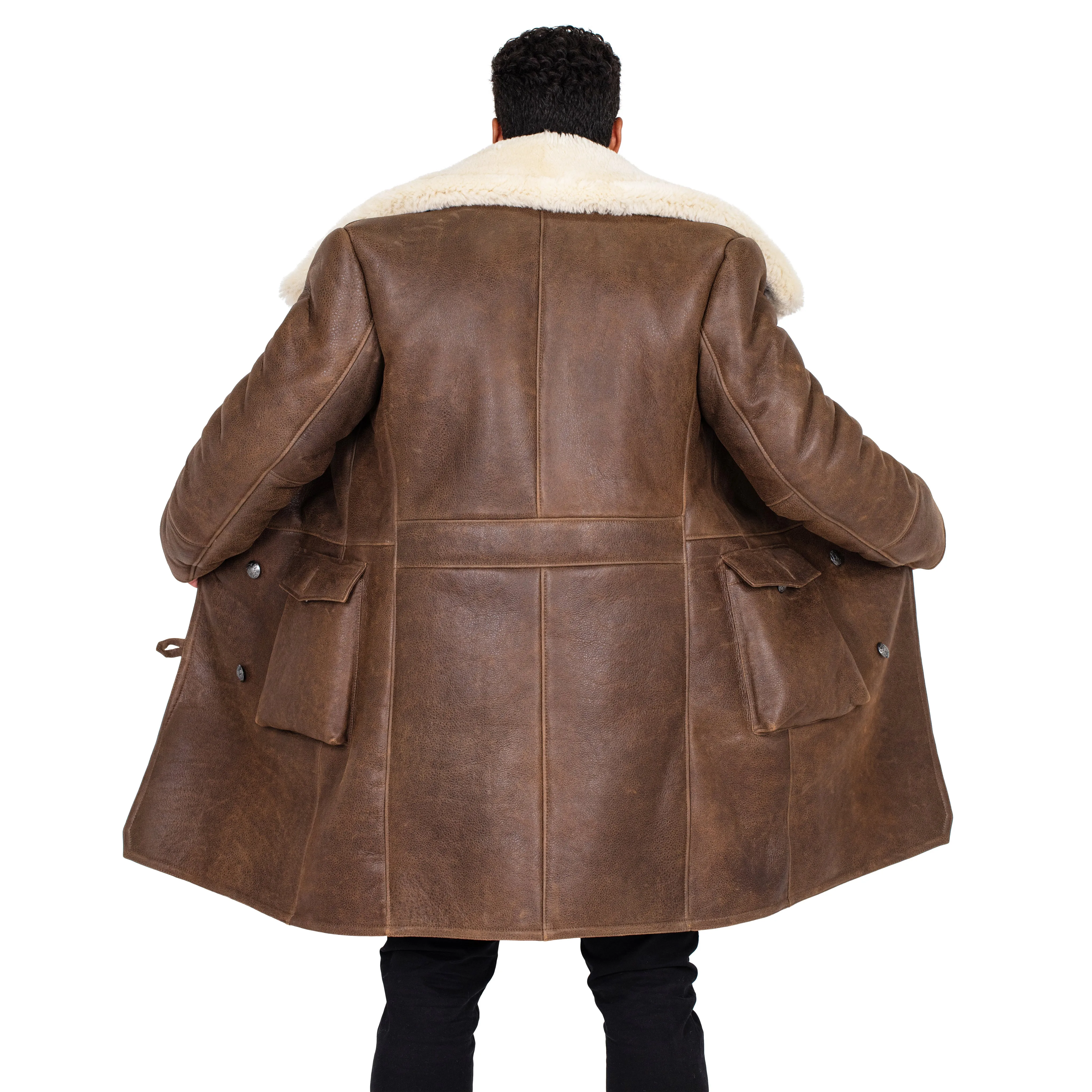 Warm Winter Button-Up Sheepskin Trench Coat Style #6110