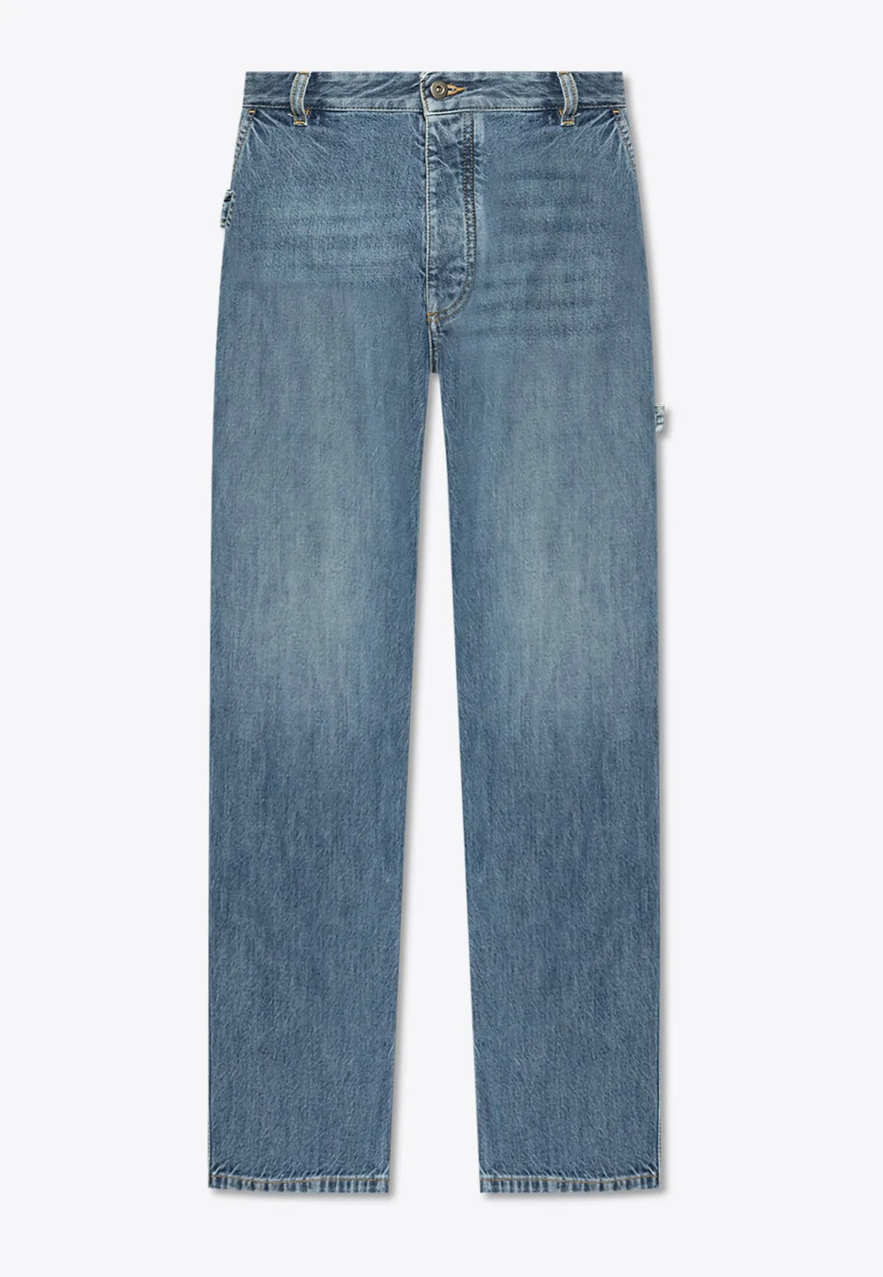 Washed-Effect Straight Cargo Jeans
