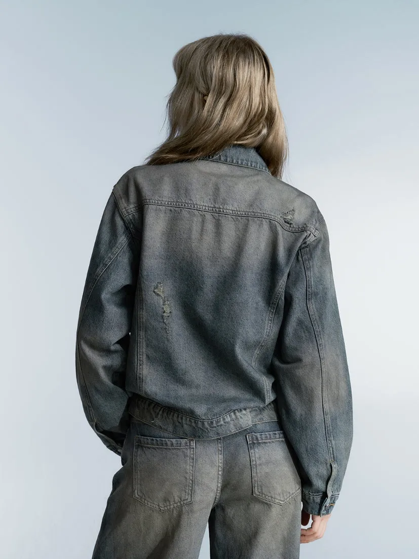 Washed Vintage Casual Classic Dnim-Jacket