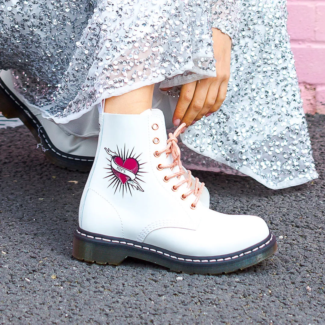 Wedding Bride Mrs Heart Custom Dr Martens