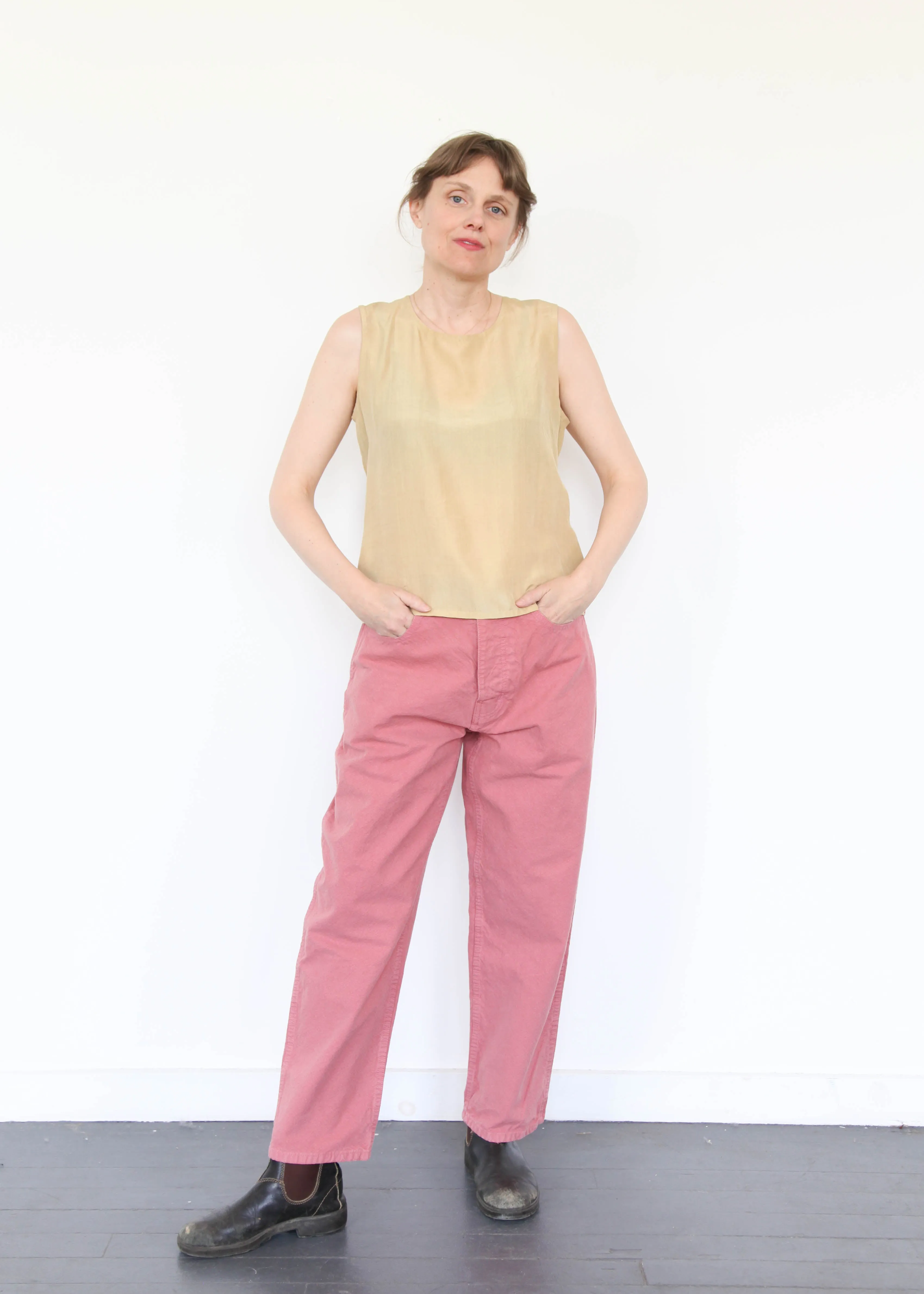 Whiskey Gold Sleeveless Silk Top
