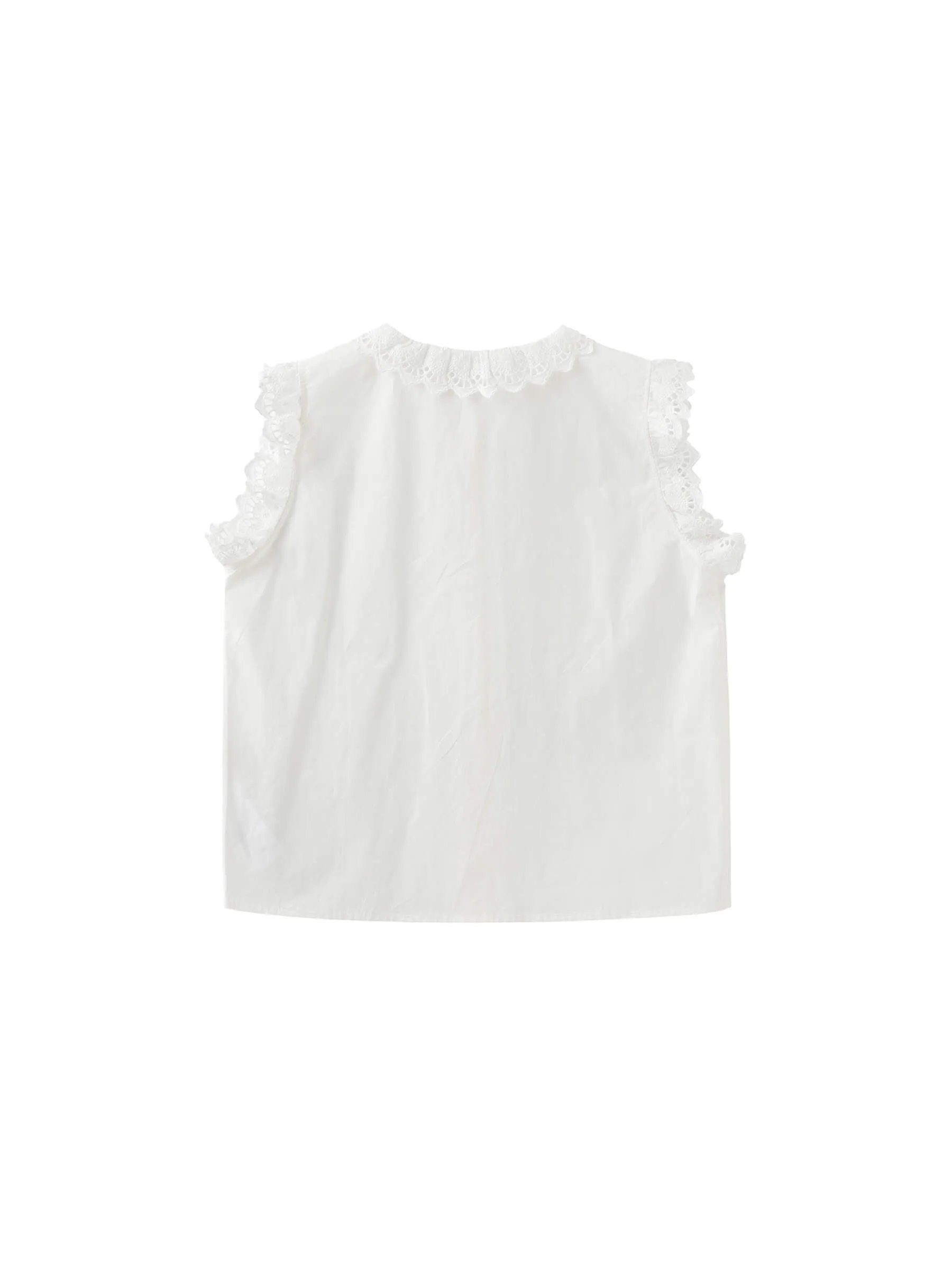 White Cotton Lace Sleeveless Top