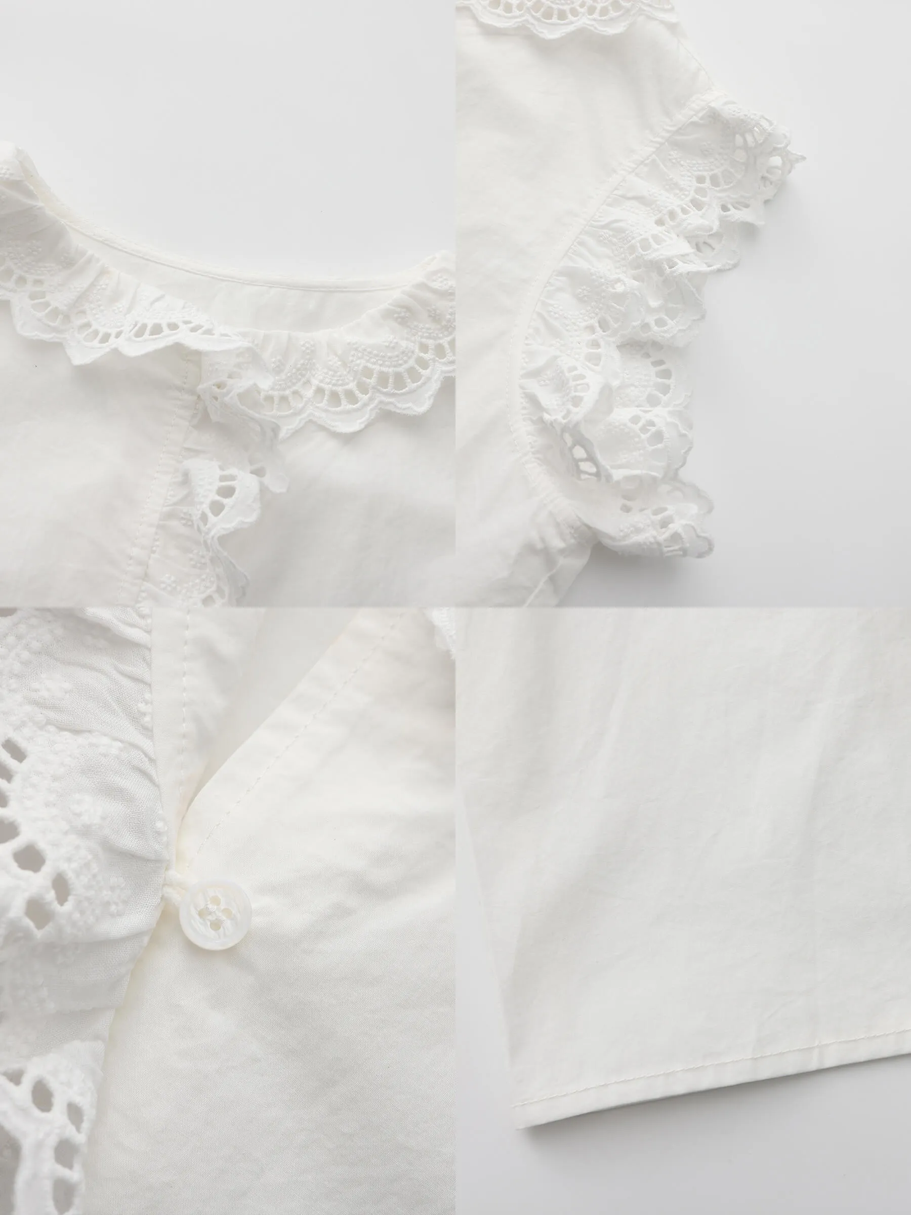 White Cotton Lace Sleeveless Top